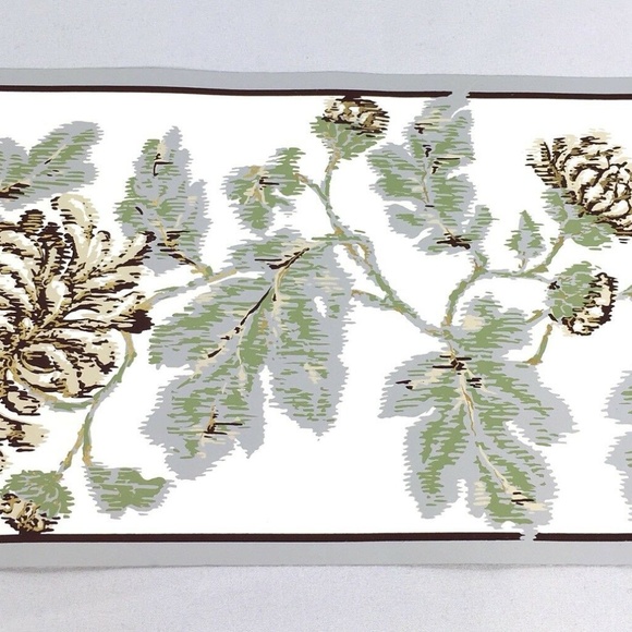 Wallpaper Border Beige Gold Green Flower 3 Rolls - Picture 2 of 6